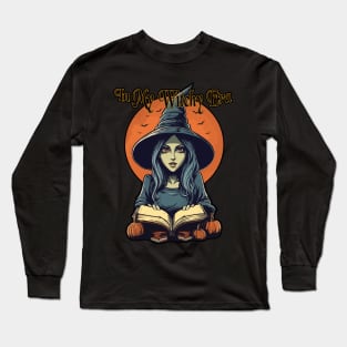 In My Witchy Era Tee Halloween Cute witch with moon behind and bats flying Long Sleeve T-Shirt